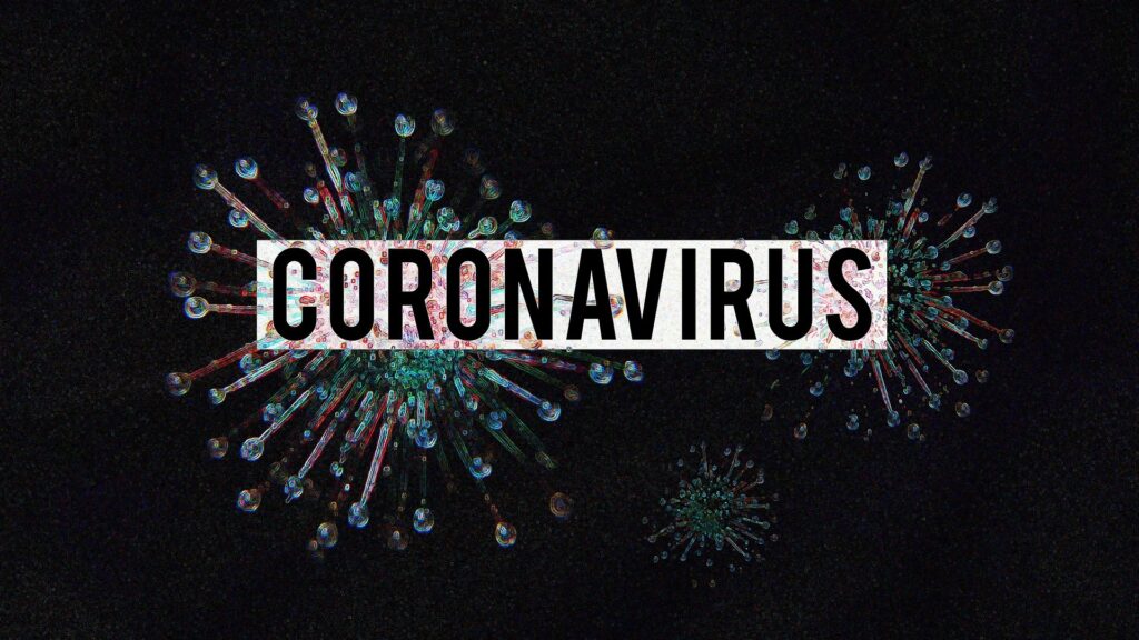 Coronavirus - text with black background